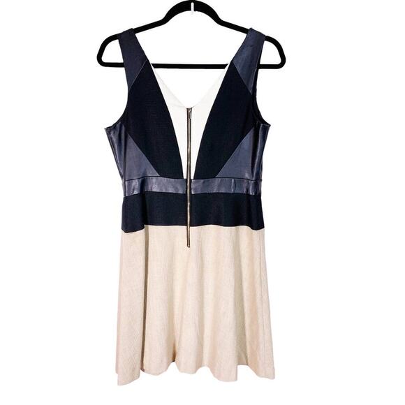 Ann Taylor Petite NEW Color Block Mini Dress with Faux Leather - Picture 2 of 7